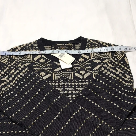 RLX Ralph Lauren Black and Cream Crewneck Sweater Nordic Design - Picture 5 of 10